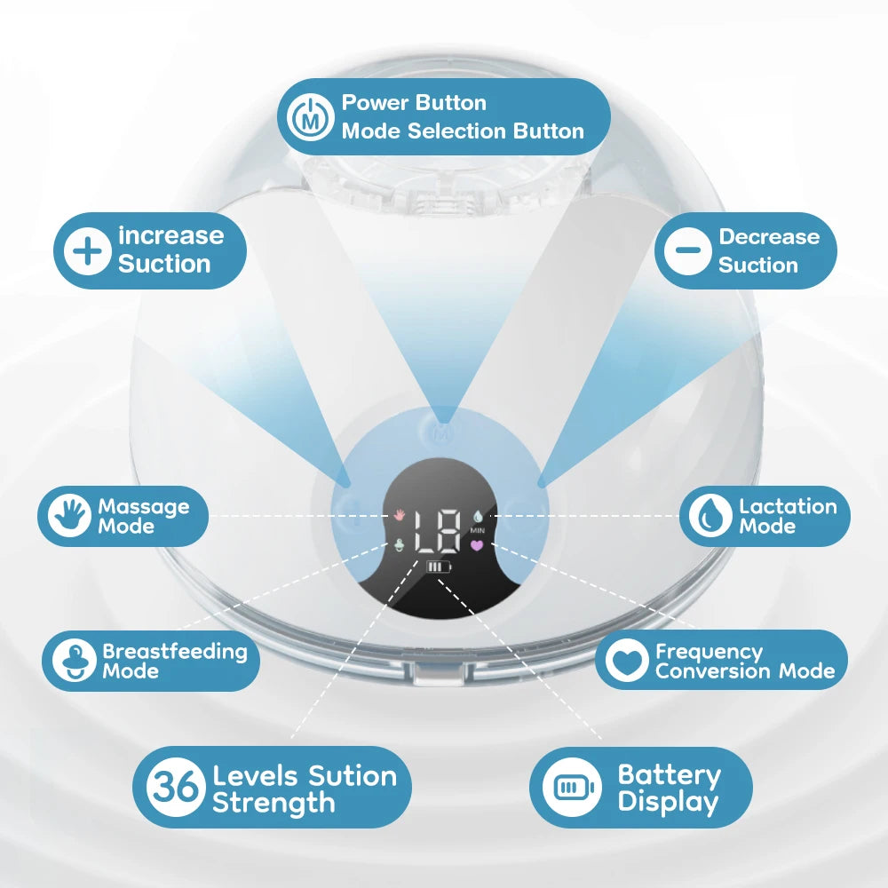 Wearable Breast Pump Hands Free Electric Breast Pumps Comfort Milk Collector Lightweight with LED Display 4 Modes & 36 Levels